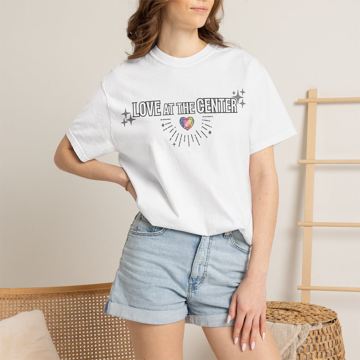 All Values with Love at the Center - Unisex Garment-Dyed T-shirt