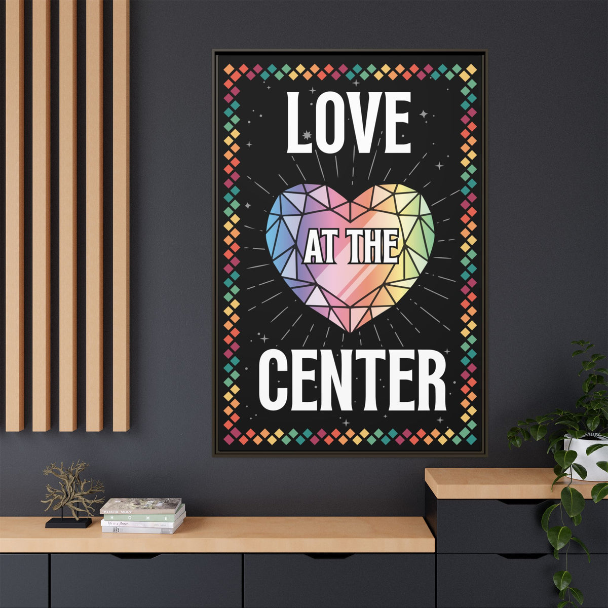 Love at the Center - Matte Canvas, Framed (Multi-color)