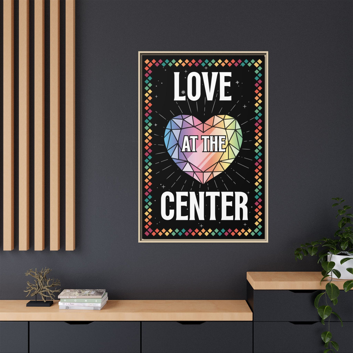 Love at the Center - Matte Canvas, Framed (Multi-color)