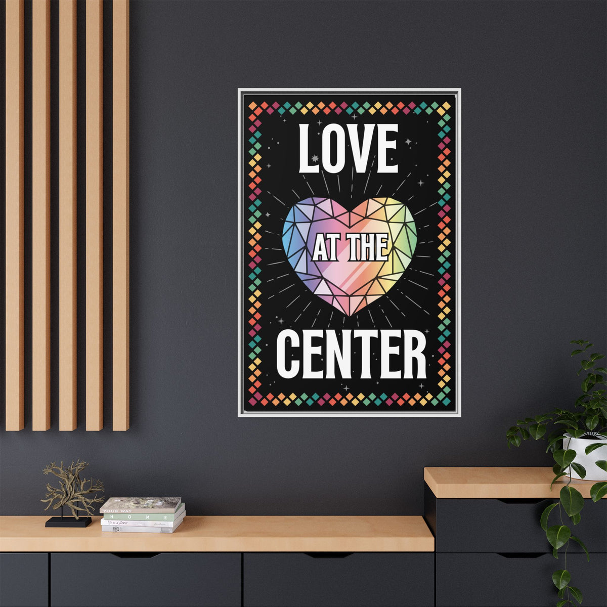 Love at the Center - Matte Canvas, Framed (Multi-color)
